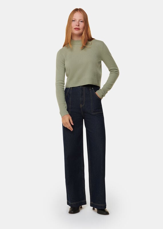Sage Green Wool Cropped Sweater